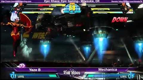 Epic Khaos Feb MvC3 - Yzae B (MAG/STO/SEN_SEN/STO/DRD) vs Mechanica (CHR/DRD/SPE_SPE/STO/AMA)
