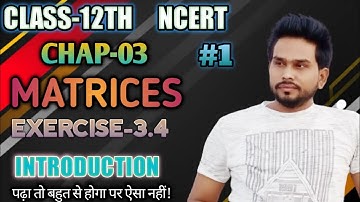 Class 12 Maths NCERT Ch 3 Matrices Ex 3.4 Introduction