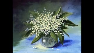 Lilies of the Valley. Step by step acrylic painting tutorial
