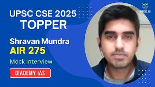 Rank 275 CSE 2025 | Shravan Mundra | UPSC Commerce Optional Top Scorer 277/500  | DIADEMY IAS