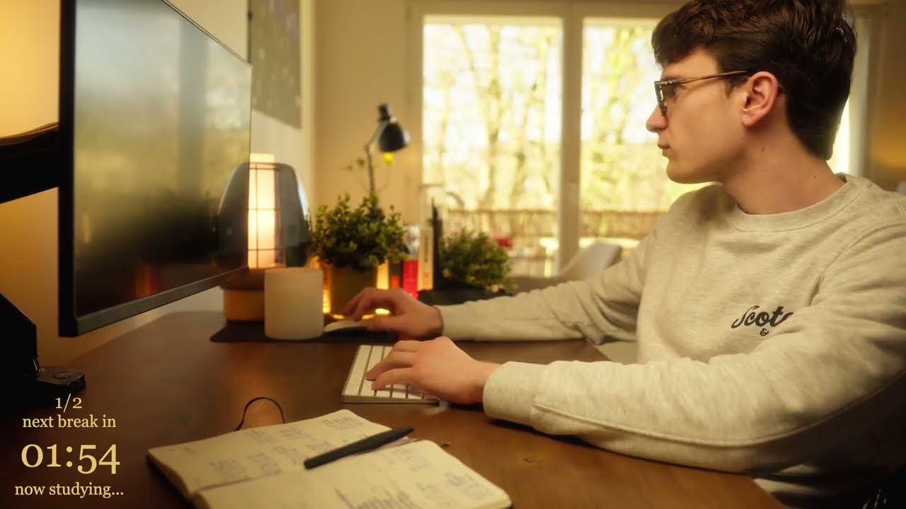 4-HOUR | Study With Me | One break, No music, Deep work