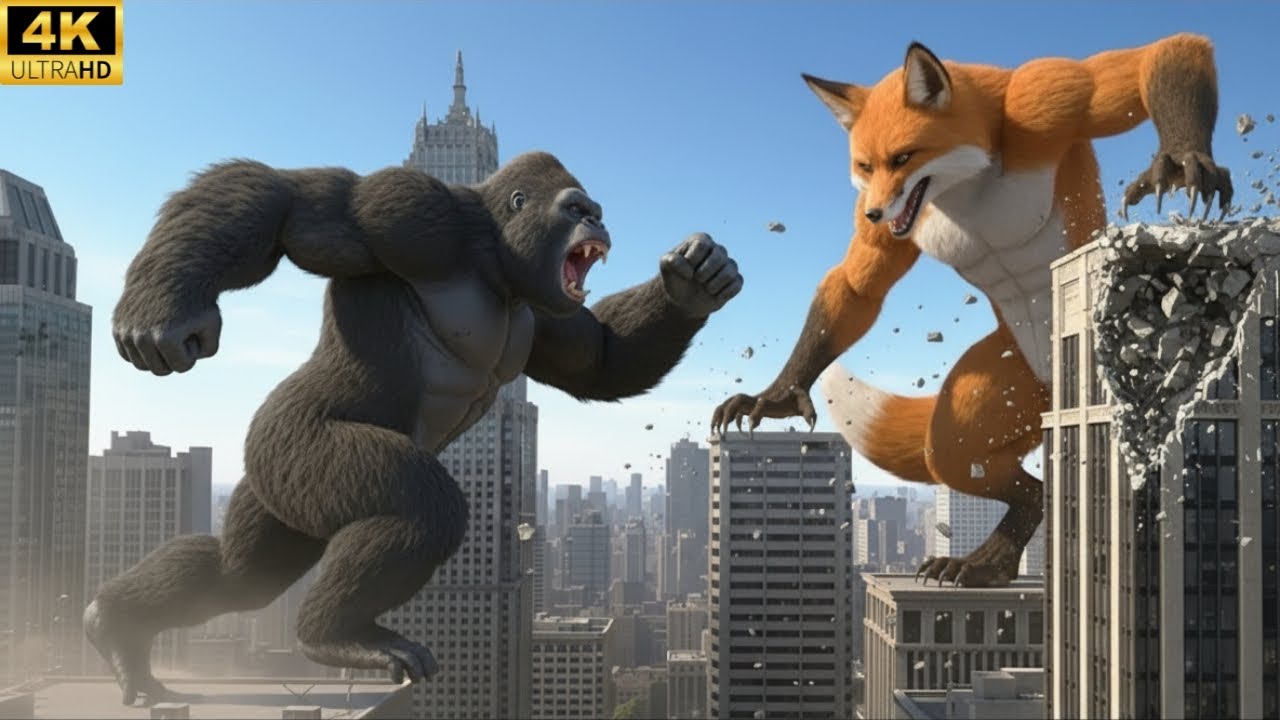 Giant Werefox vs King Kong: The FINAL BATTLE for the City