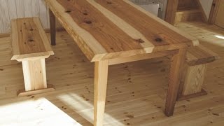 リビングテーブルをDIY！天板と脚を無垢材で簡単に作ってみた！ DIY living table! The top plate and legs made easy with solid wood!