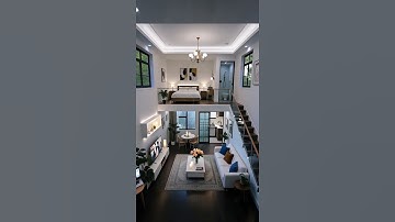 Modern Loft Apartment with Cozy Mezzanine Bedroom, Warm Lighting, and Stylish Interior Design