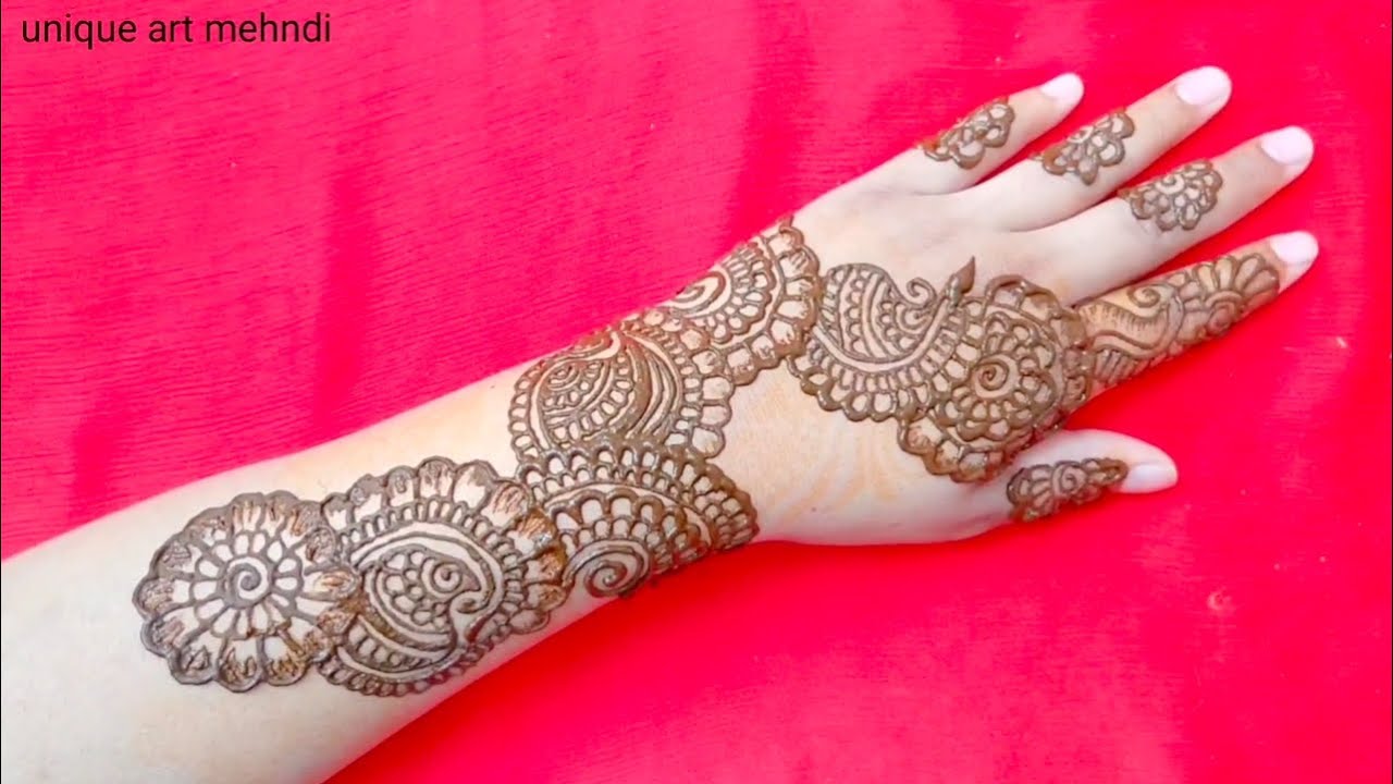Simple bale henna design so beautiful design for back hand. - YouTube