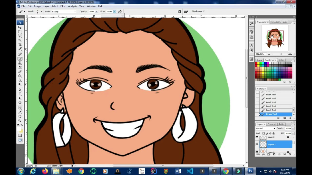 First Line Art , Pen Tool Beginner in Time lapse Starring Ate Jinbells