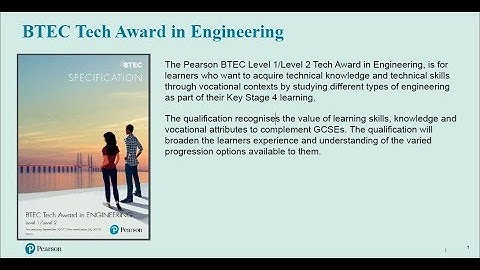 BTEC Tech Award in Engineering - an Overview