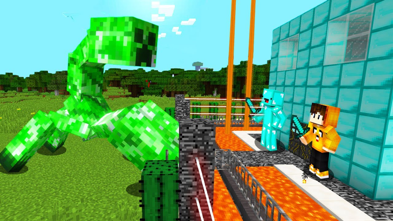 Mutant Creeper vs. Security House Battle - Minecraft