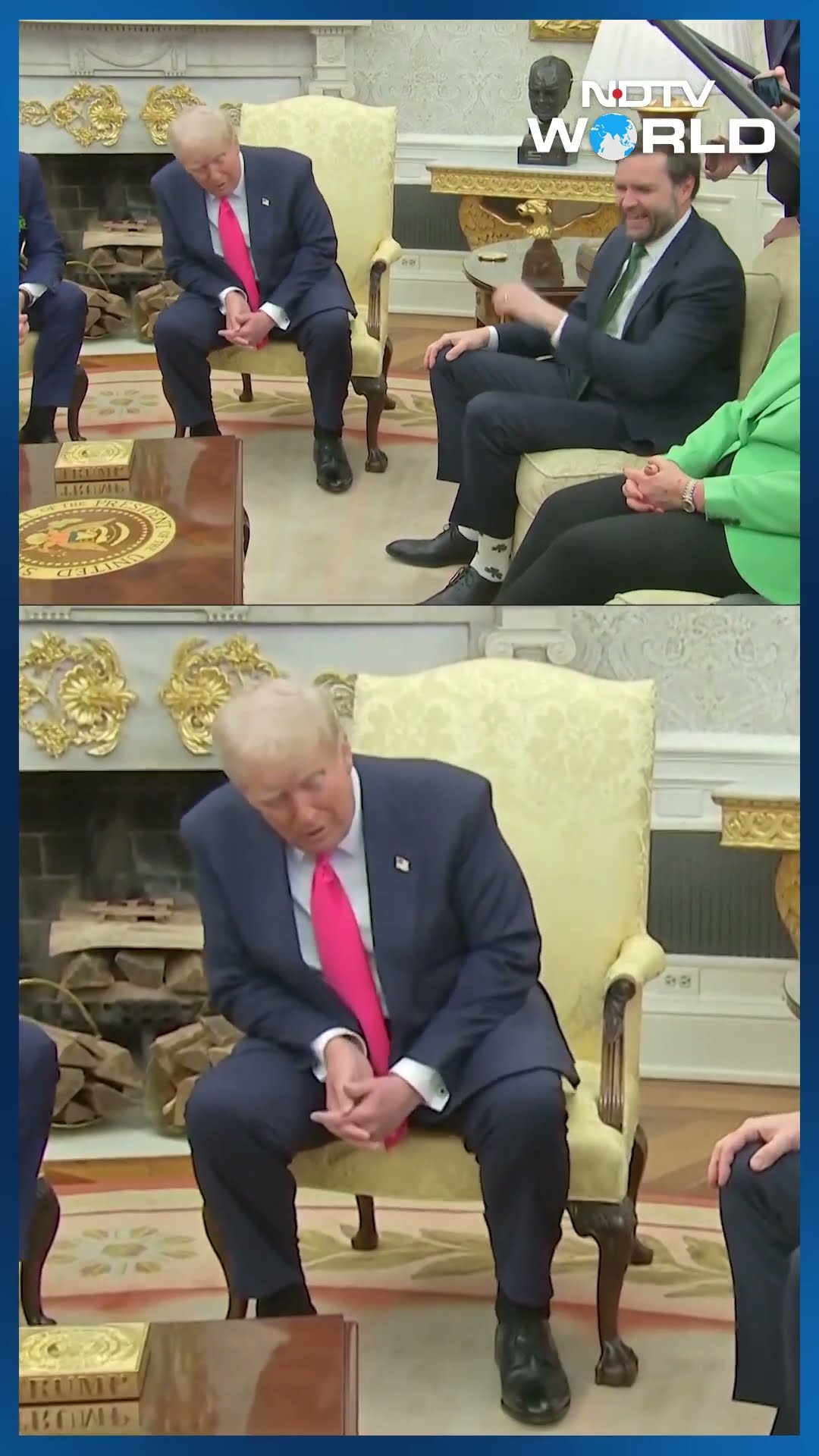 Trump Vance Video | Trump Gets Distracted By Vance's Shamrock Themed Socks