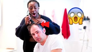 GIVING MY HUSBAND A QUARANTINE HAIRCUT!!! (YOU WON'T BELIEVE HIS REACTION)