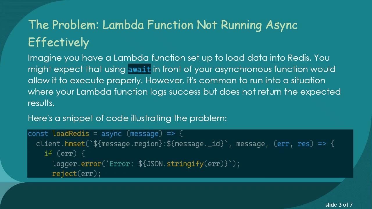 Resolving Issues with async Functions in AWS Lambda Using Redis