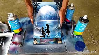 Como Pintar Un Paisaje Spray Paint Art, Como pintar con Aerosol, Aerosolgrafia Principiantes