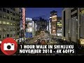 1 Hour Evening Walk in Shinjuku, Tokyo - Fujifilm X-T3 - 4K 60 FPS