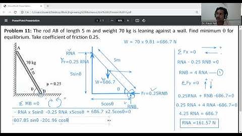 Problem 11- Ladder Friction/ Engineering Mechanics