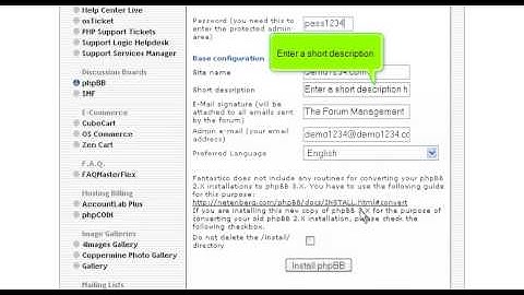 How to install phpBB from Fantastico