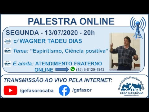 Assista: Palestra online - c/ WAGNER TADEU DIAS (13/07/2020)