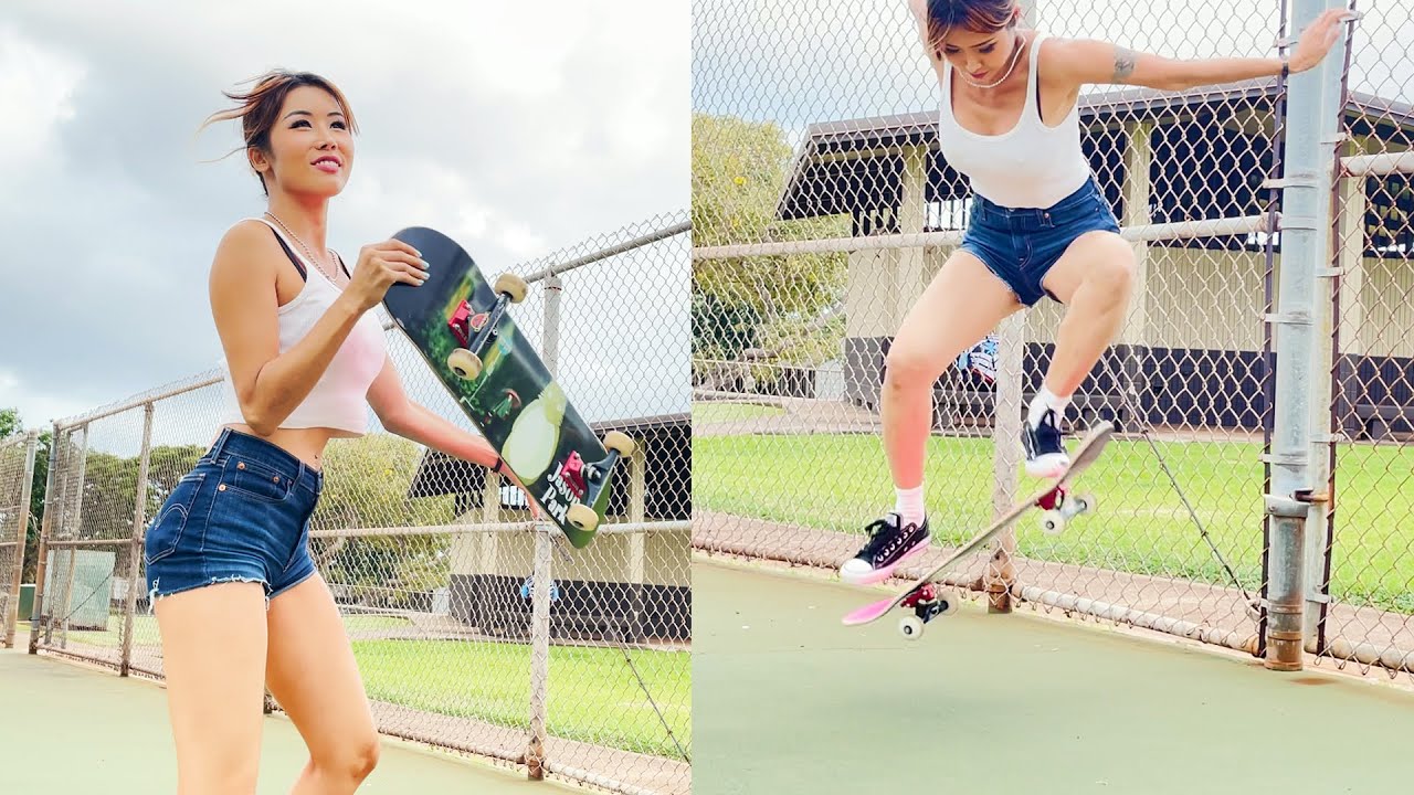 My Wife's 1 Year Skate Progression - YouTube