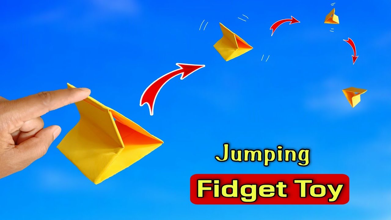 jumping fidget toy, paper flying toy, how to make paper flying toy, origami fidget, simple YouTube