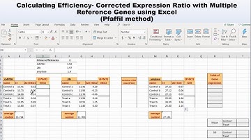 Calculate Relative gene Expression With Multiple reference genes using Excel
