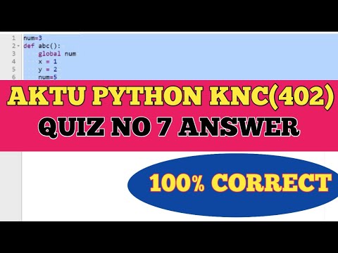AKTU PRUTOR PYTHON  QUIZ 7 ANSWER KNC402 || COLLEGE CODE 1 TO 193 #python #prutor #knc402