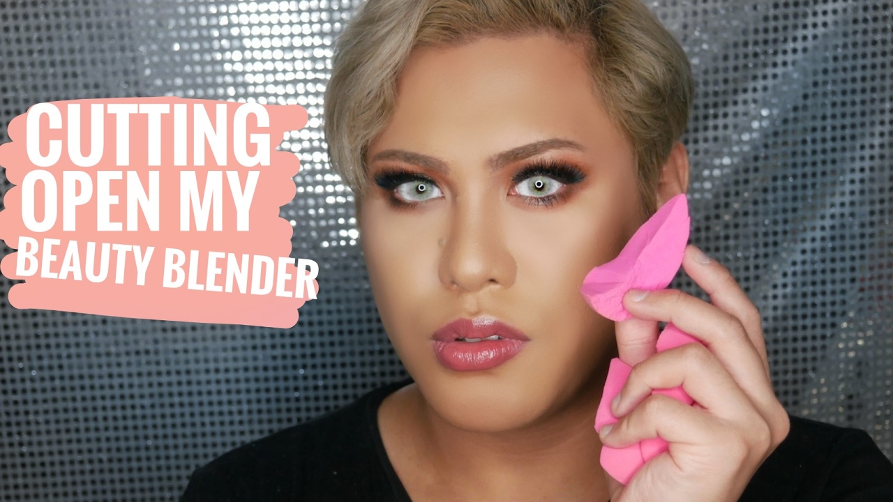 CUTTING OPEN MY BEAUTY BLENDER DOES THE DAISO SPONGE CLEANER WORK? YouTube