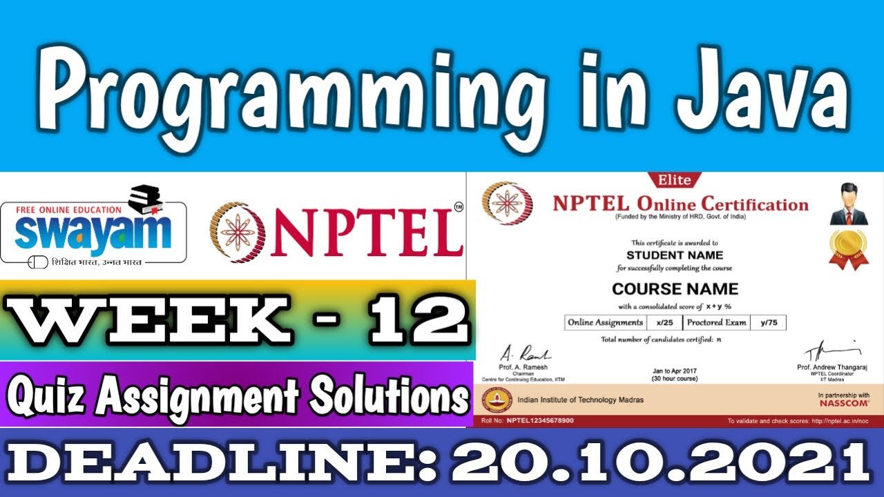 java nptel assignment answers week 12