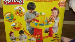 Play-doh Activity Table,waffle Machine,hair Studio,dough Machine Unboxing
