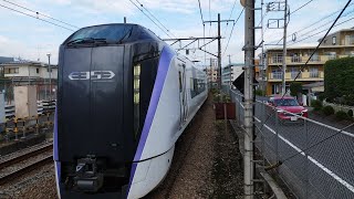 [ちょうどいいカーブを低速通過]特5302M E353系 S115編成 特急おうめ2号東京行が小作駅1番線を通過するシーン
