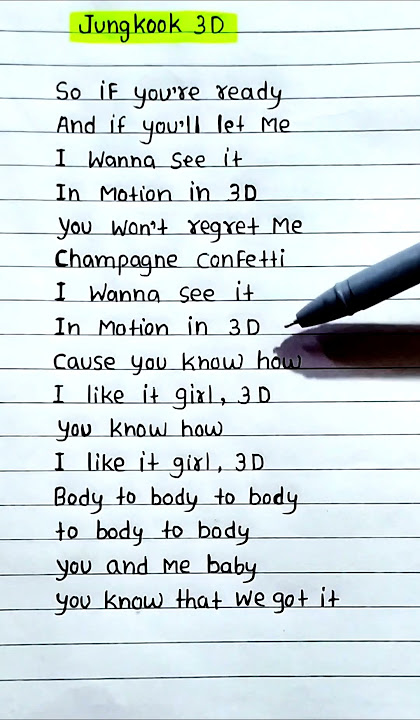 Jung Kook 3D (feat. Jack Harlow) lyrics