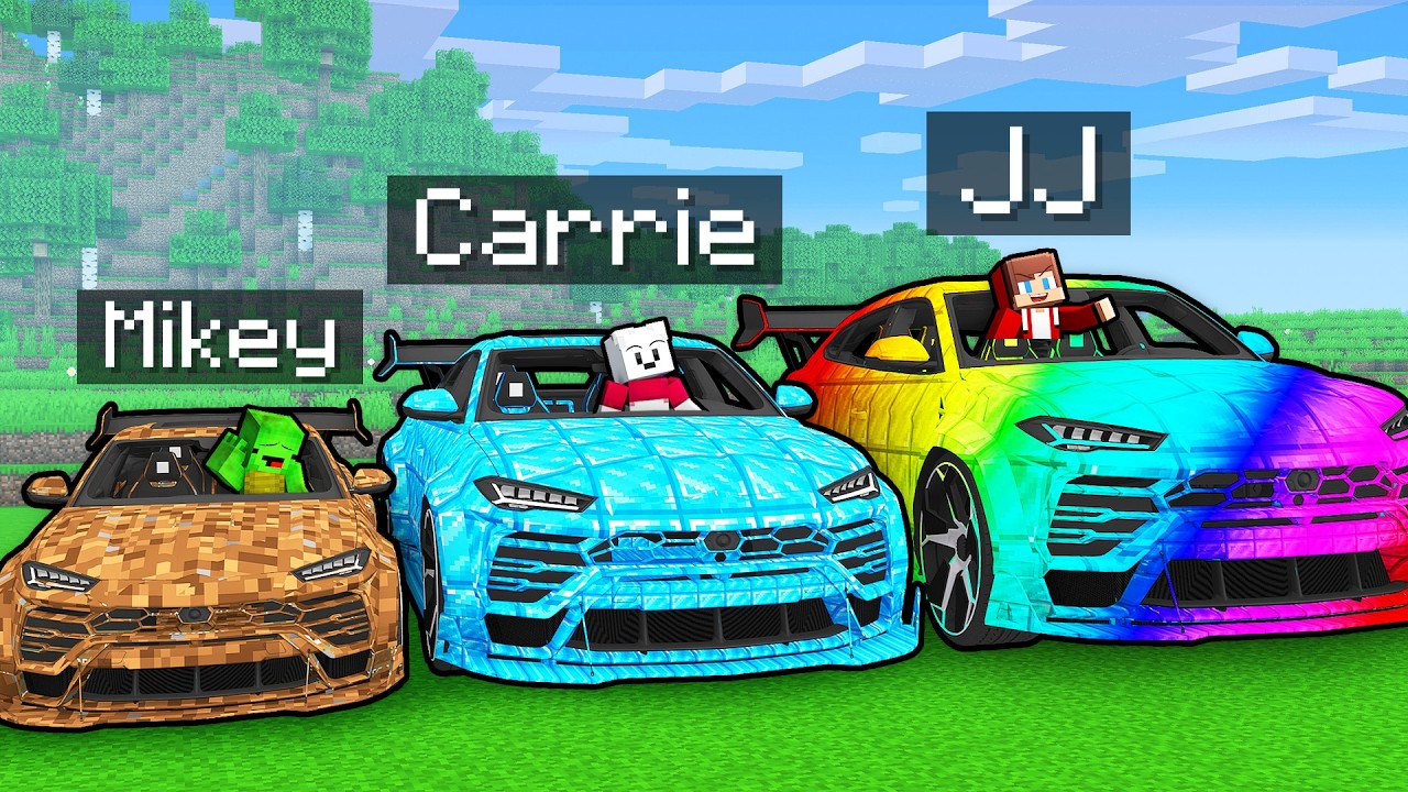 Mikey and JJ Maizen: NOOB vs OP Car Minecraft Challenge