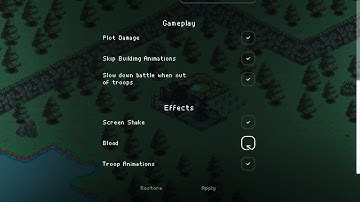 How to enable and disable Screen Shake, Troop animation and blood in 9 Kings