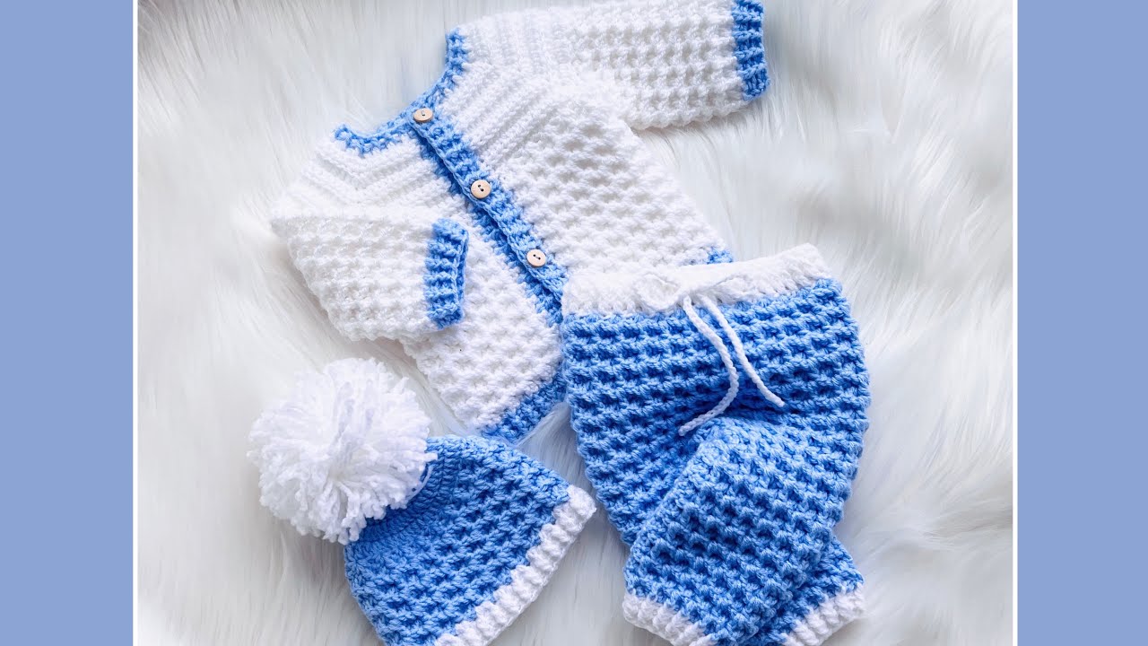 Adorable Leo Snowdrop Baby Cardigan, Jacket with Matching Baby Hat Easy Beginner Friendly Pattern