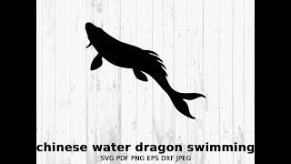 Chinese Water Dragon Silhouette, Chinese Water Dragon Silhouette SVG, Reptile Clipart, Dragon Vector