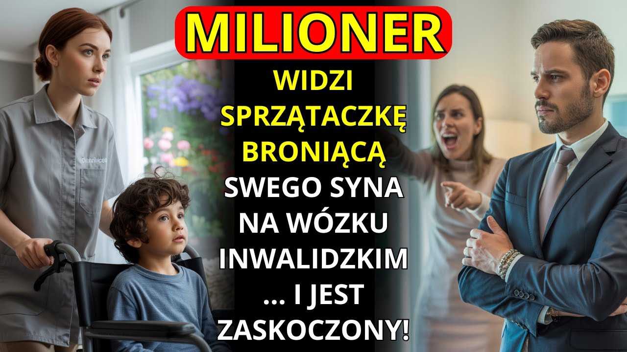 MILIONER WIDZI SPRZĄTACZKĘ BRONIĄCĄ SWEGO SYNA NA WÓZKU INWALIDZKIM… I JEST ZASKOCZONY!