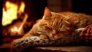 12 Hours Cat Purring🐈 Relax with Purring Cat and Crackling Fireplace🔥Healing Insomnia, Stress Relief