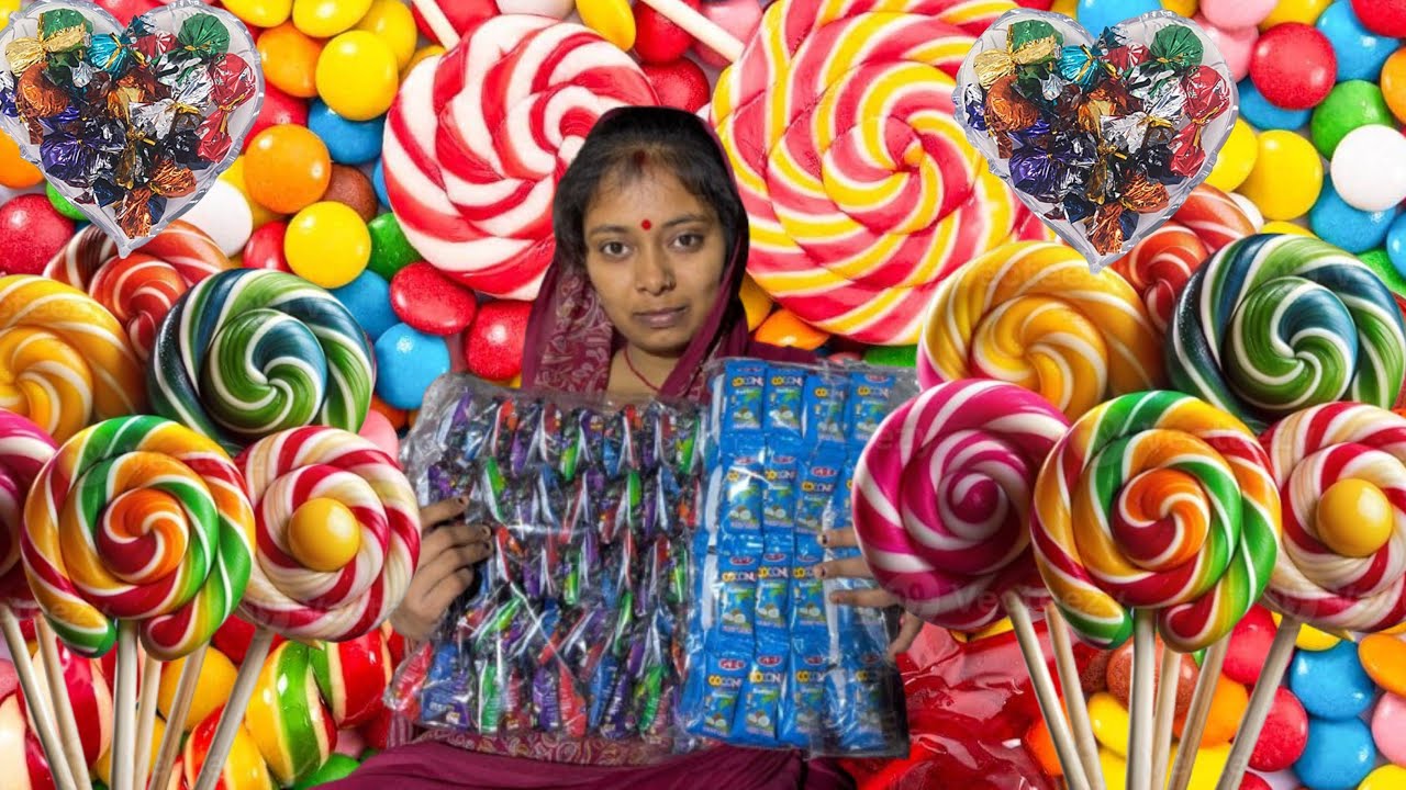 asmr chocolate cendy lolipope open the?