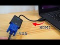 .mi to vga adapter  setup with laptop and old vga monitor