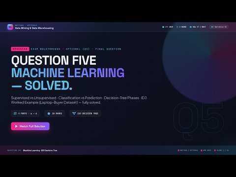 BBIT300 Data Mining Revision: Q5 — Supervised vs Unsupervised, Classification & ID3 Decision Tree
