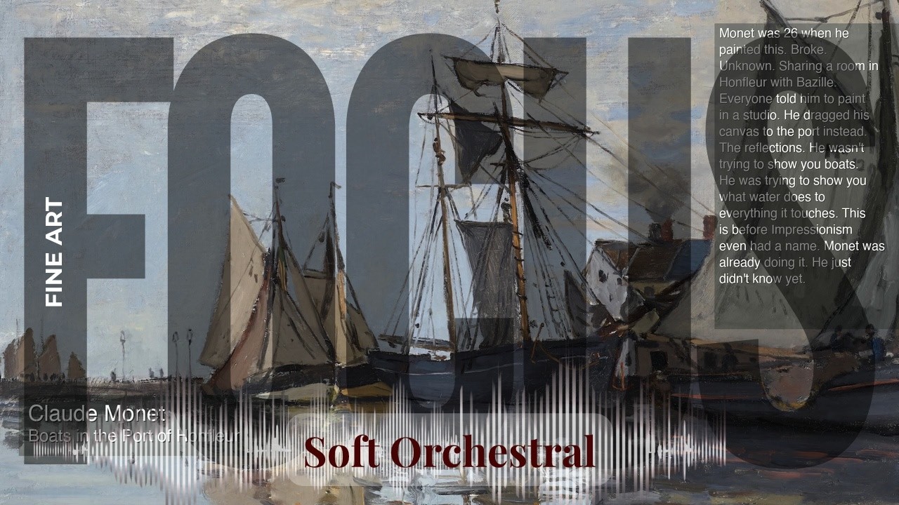 Focus - Soft Orchestral with Fine Art | Monet · Boats in the Port of Honfleur & others
