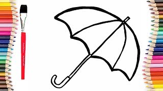How To Draw An Umbrella Step by step Learn Colors For Girls and Kids Mojee Art YouTube