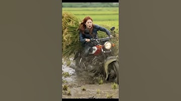 Awesome a beautiful woman drives a motor vs a big snake in rice field 😨😨 #viralreels #viralvideos