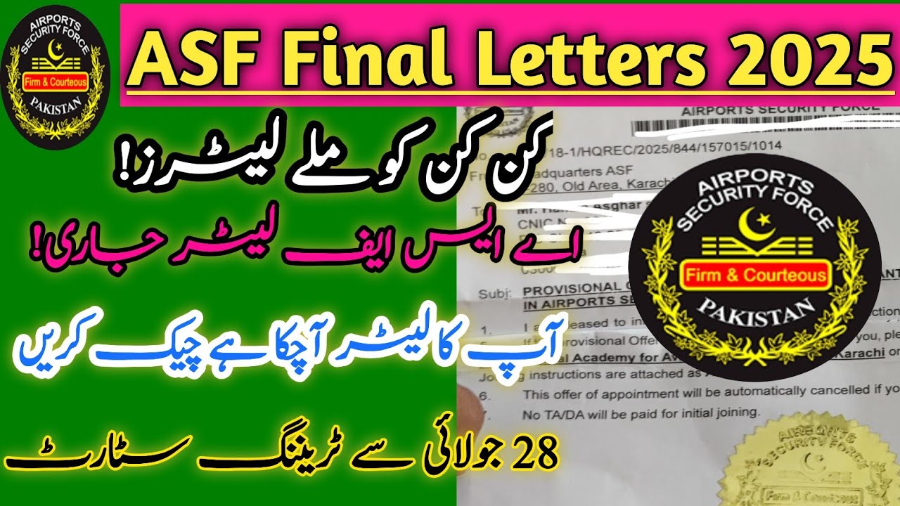 Asf Final letters2025 | ASF Appointment Letters Received | ASF Jobs ...