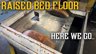 CUSTOM RAISED STEEL BED FLOOR  (Hidden Fuel Door + Battery Box)