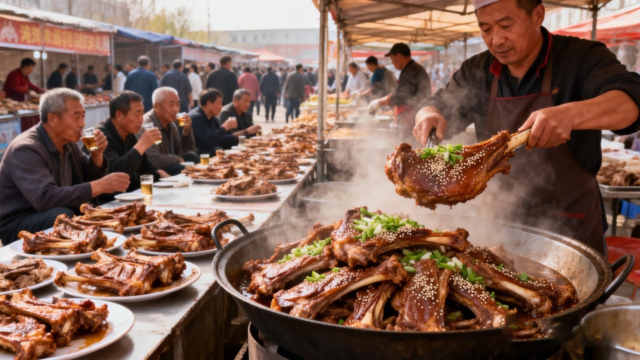 湖州练市镇27年老店，4只湖羊一锅烧，红烧羊肉带骨称85元一斤【舟小九】