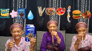 Great Grandmother👵Eating Food Emoji Challenge Compilation🌈🚘🦎🦠🥢🍕🌸💧