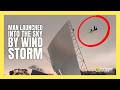Footage captures man being thrown sky-high during wind event | #wind