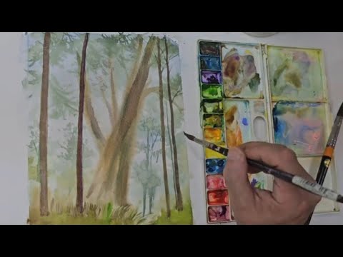 How to paint misty forest with watercolor 水彩畫森林 - YouTube