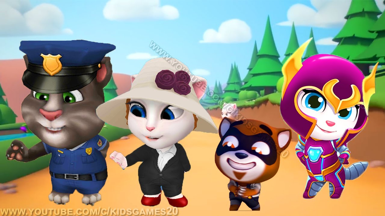 My Talking Tom vs My Talking Angela vs Talking Tom Gold Run - Gameplay For Children HD