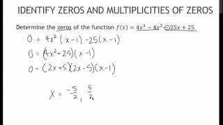 70.1 Identify Zeros and Multiplicities of Zeros (3.2)
