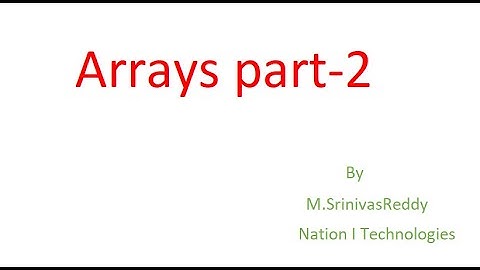 Core Java ||Arrays   part-2 || by M.SrinivasReddy